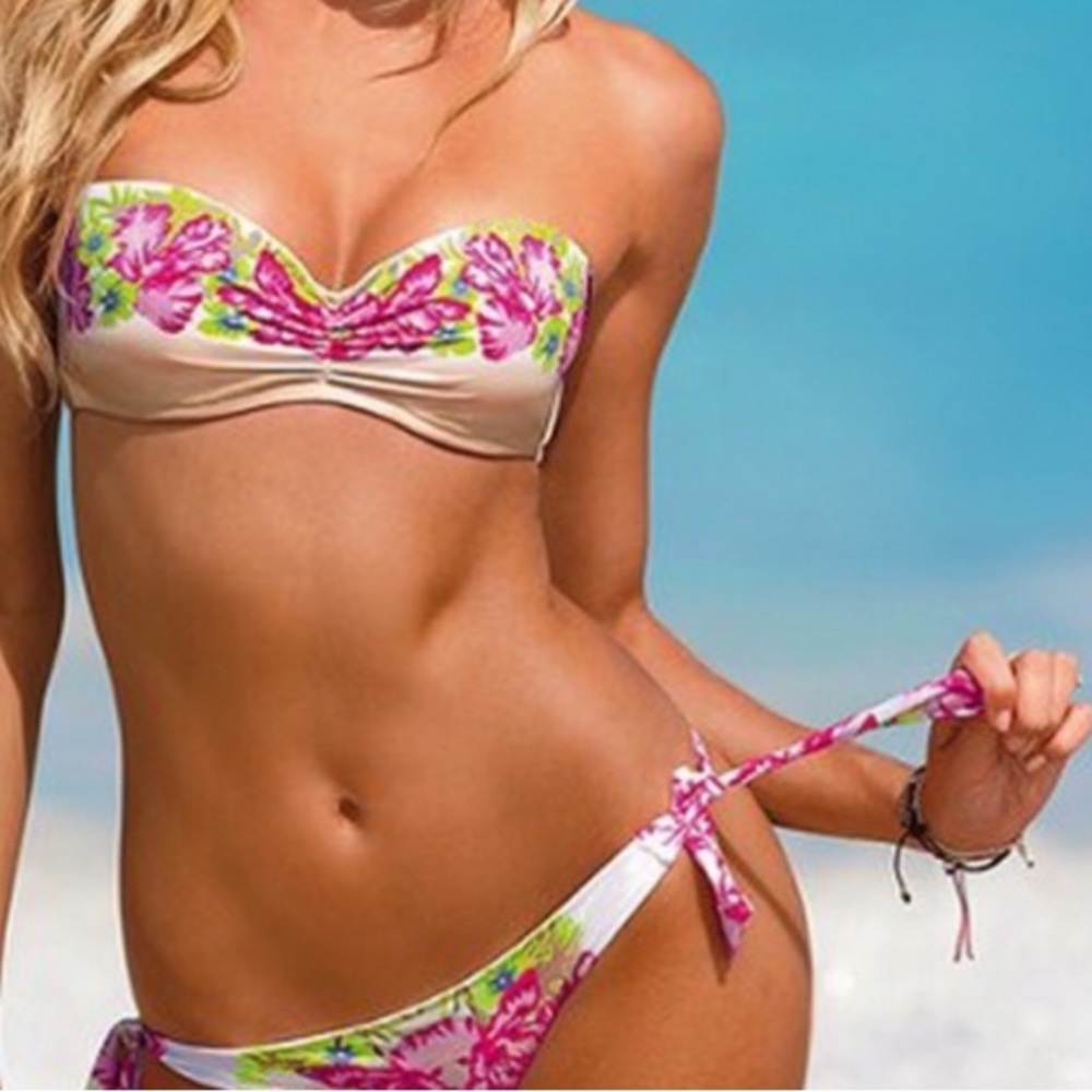 Victoria’s Secret Neutral Neon Floral Bikini Y2K